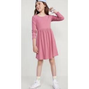 OLD NAVY Fit & Flare Long-Sleeve Ribbed Dress - Girls L 10-12 NWT
